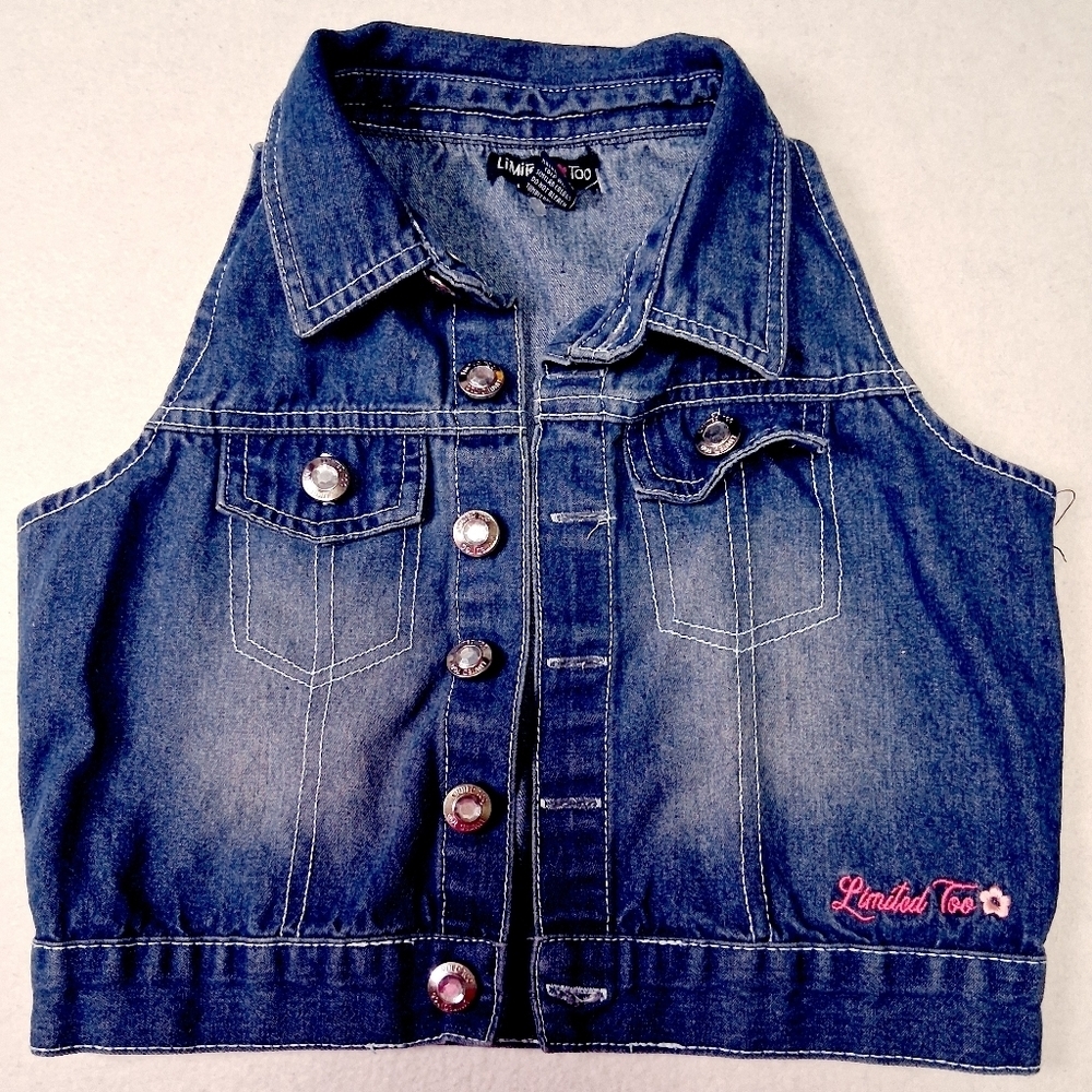 4/20$ Limited Too Dark Blue Denim Kids Vest